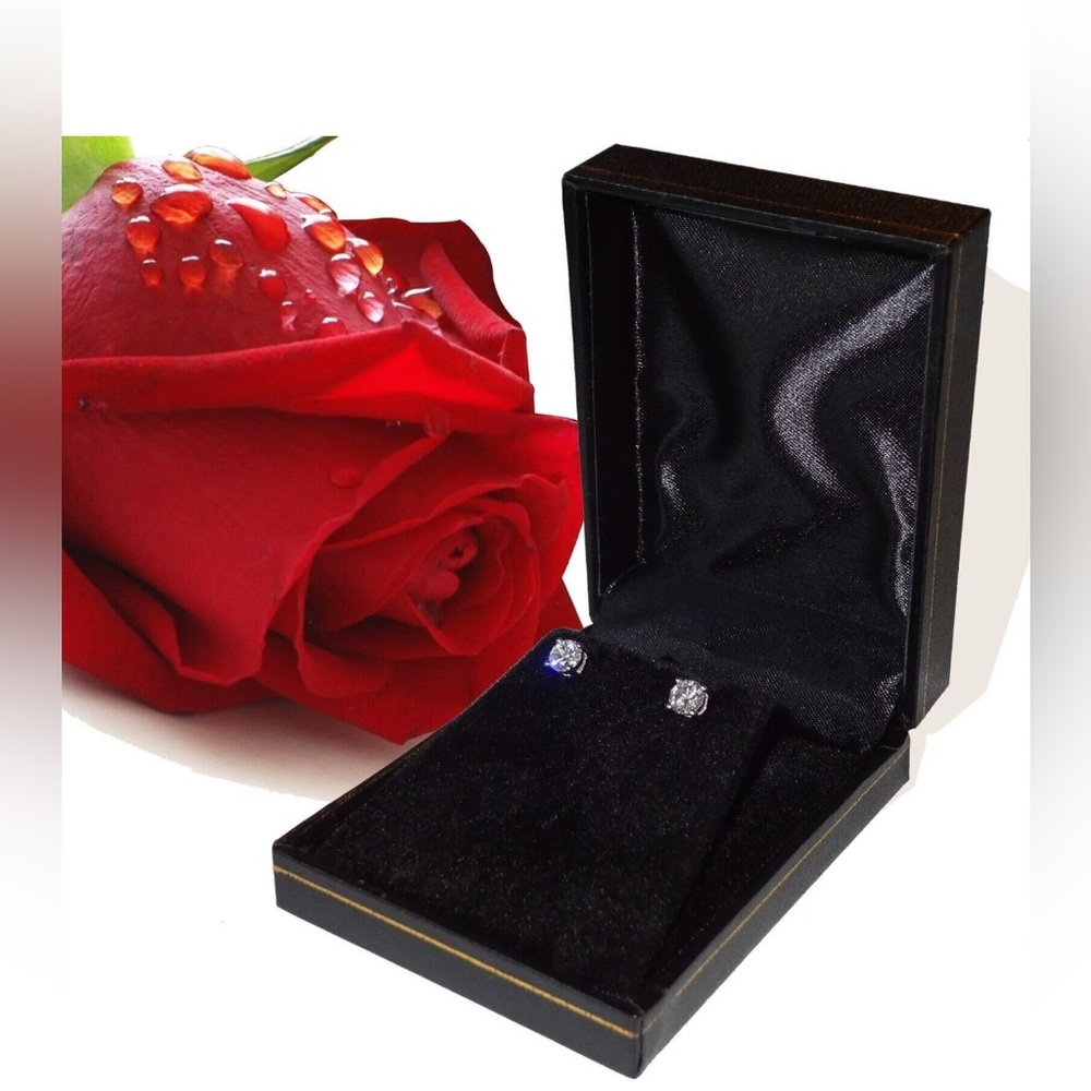 4.00 Ct Round Cut VVS1/D Certified Moissanite Stud Earrings 14k White Gold 8mm - Picture 10 of 12